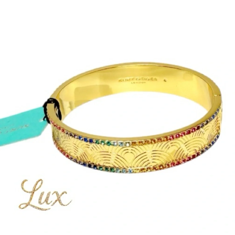 Kurt Geiger Gold Bangle with Multicolor Crystal Accents